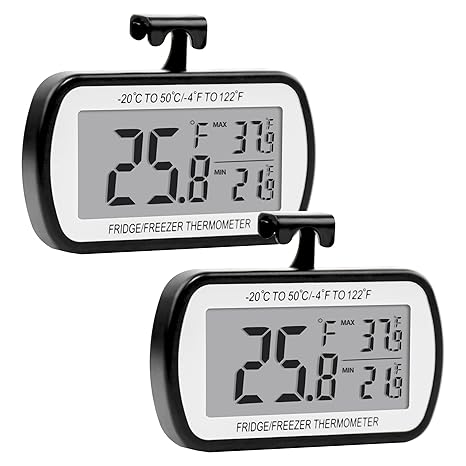 SRIWEN Fridge Thermometer, Digital Refrigerator Thermometer Waterproof Fridge Freezer Thermometer Monitor for Home 2Pcs