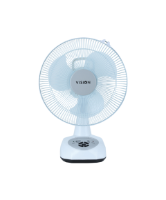 VISION Rechargeable Table Fan 12" White With USB Charger