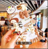 14 Pcs Kids Hair Clips Set Cartoon Icecream Cute & Trendy Baby Girls Toddlers Hair Pins Barrettes, Combo of 14 Pcs (Coffee Brown)