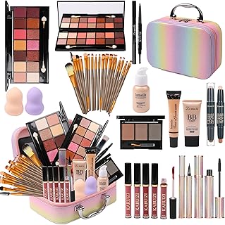 Makeup Set for Girls, Rainbow Makeup Kit, Beauty Boxes with Brushes and Cosmetics, Fashionable Makeup Case Organizer, Pink