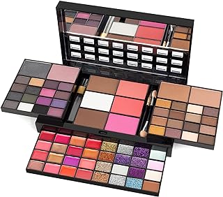All In One Makeup Gift Kit - Ultimate Color Combination - 36 Eyeshadow, 28 Lip Gloss, 3 Blusher, 4 Concealer, 3 Contour Powder, 3 Brushes, 1 Mirror, 74 Colors Palette Set