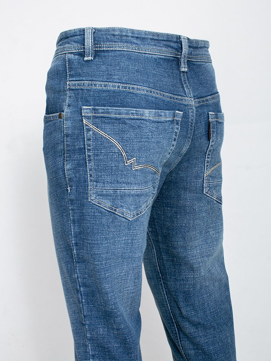 Semi Slim Fit Washed Jeans With Five Pockets