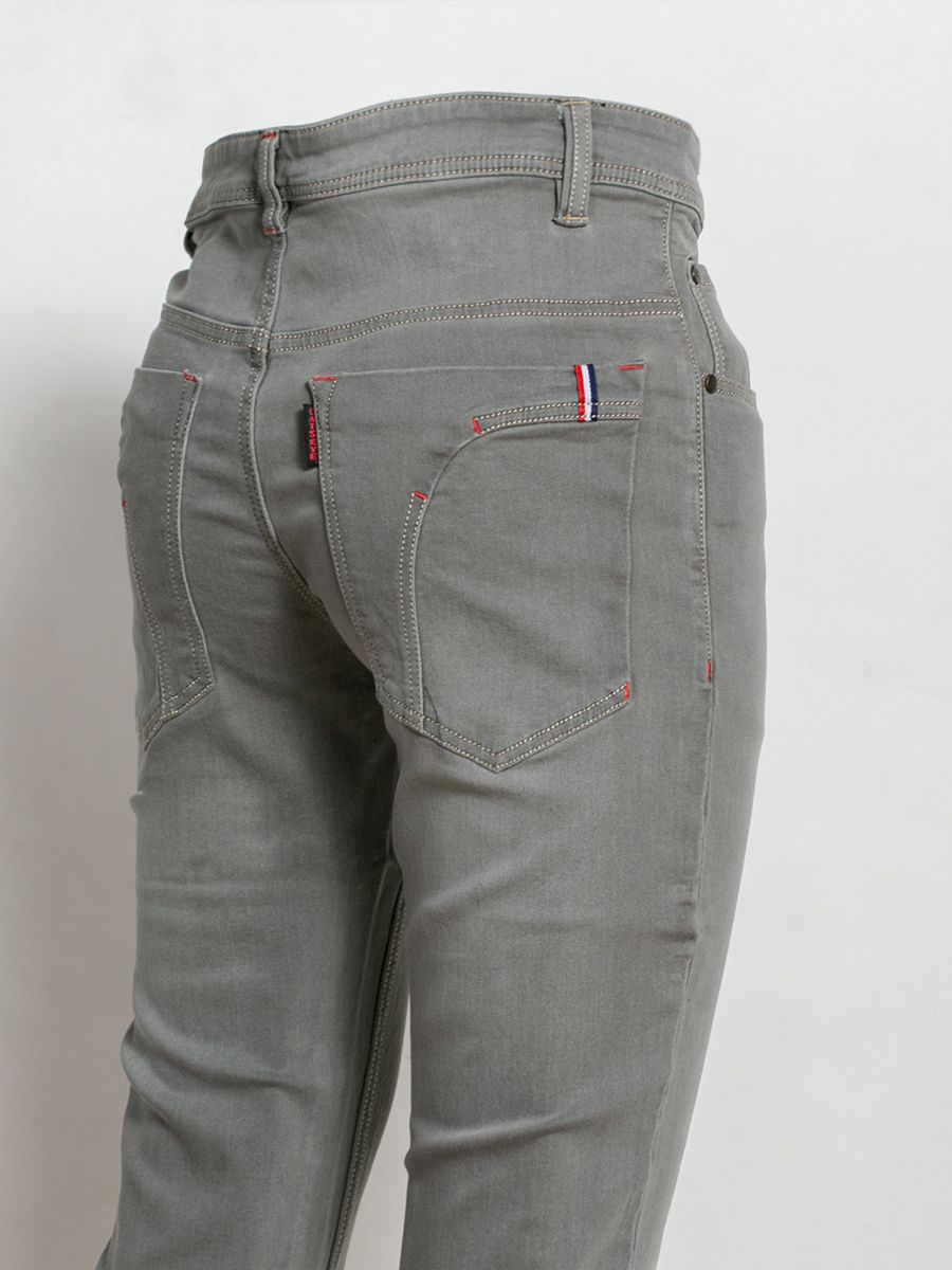Semi Slim Fit Washed Jeans With Five Pockets