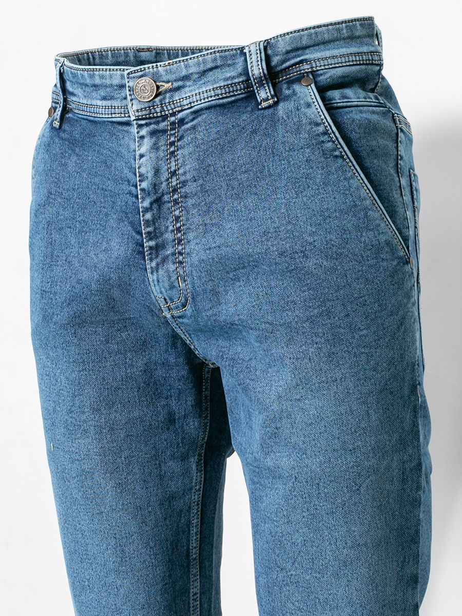 Semi Slim Fit Washed Jeans With Five Pockets