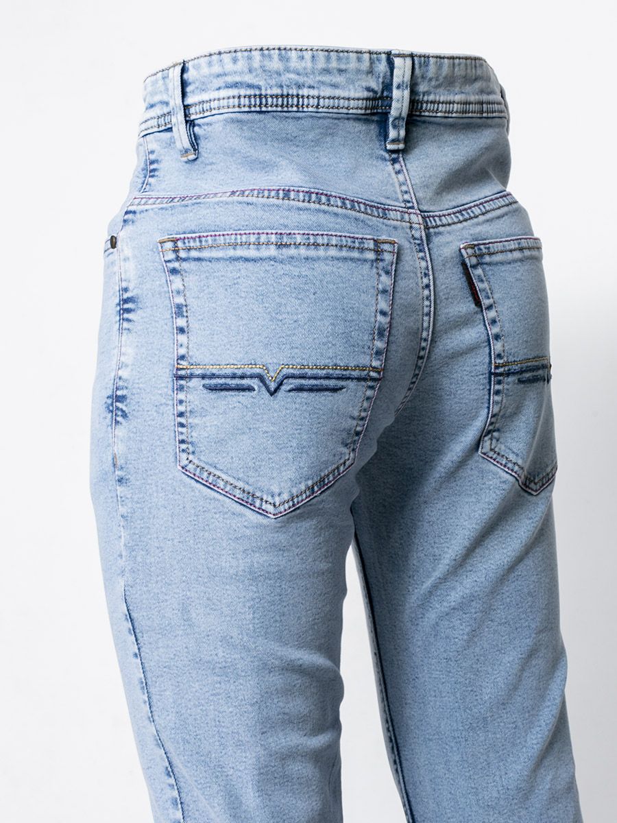Semi Slim Fit Washed Jeans With Five Pockets