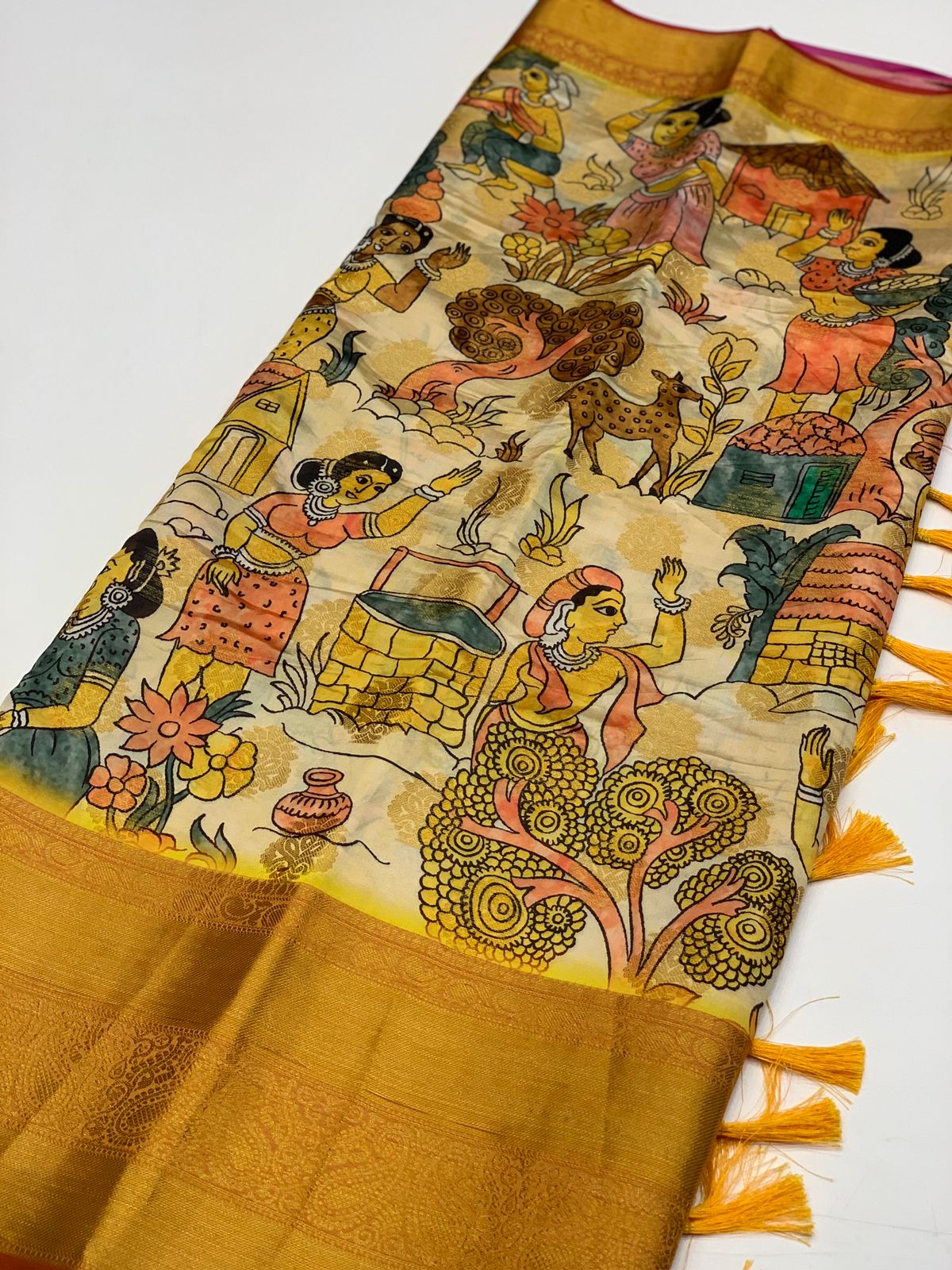 Embroidered Half Silk Saree