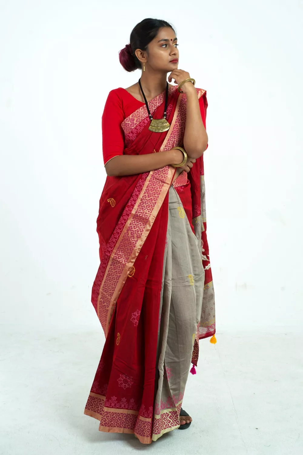Hand Embroidered Silk Saree