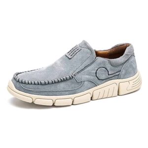 Genuine Leather Pedal Peas Casual Shoe – Sky Gray