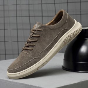 Wild Trend Korean Style Leather Casual Shoe – Khaki