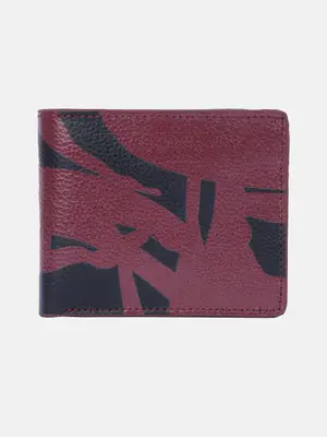 Red Printed Genuine Leather Taaga Man Wallet