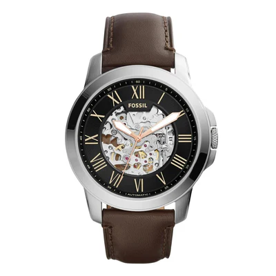 Fossil Grant Automatic Black Skeleton Dial Men's Watch